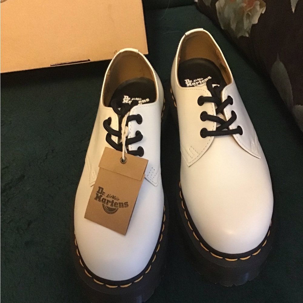 Dr. Martens Women’s 1461 Quad Platform White Shoes